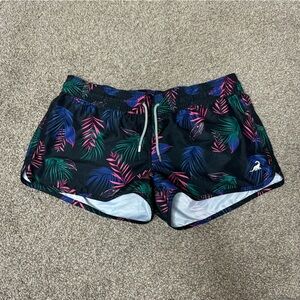 Women's Black Leaf Print Board Shorts